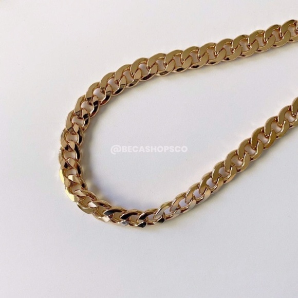 Gold Flat Chain Crossbody Purse Replacement Strap 47" Long - Picture 4 of 5